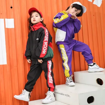 Meitenes Zēni Džeza Balles Deju Apģērbs Bērniem Hip Hop Deju Tērpi T Krekls, Mētelis Jogger Bikses Bērnu Modes skate Kostīms