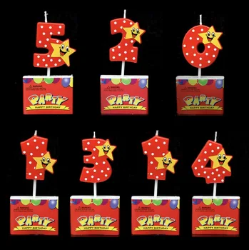 10pcs Rozā/zils/sarkans Dzimšanas dienas Svecītes Dzimšanas dienas svinības Pieci norādīja Zvaigzne Numuru Sveces bērni Kūka Rotājumi