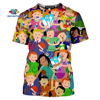 Smieklīgi Daudzi Cilvēki Saskaras T-krekls Vīriešiem 3D Drukas Sporta Tshirt Gadījuma Vasaras Fitnesa Krekls Mīksto Hip Hop Apģērbs Unisex Lielgabarīta Topi