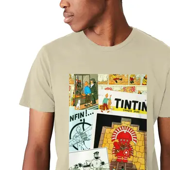 Vīriešu T-krekls Tintin Kolāža The Adventures Of Tintin Slim Jaunu Apaļu Kakla Hip Hop Īsām Piedurknēm