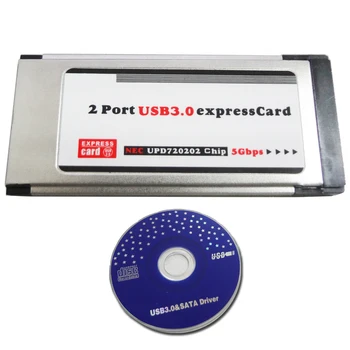 PCI Express USB 3.0 Dual 2 Porti, PCI-E Kartes Adapteri, par NEC Chipset 34mm gabals Slots ExpressCard Converter 5 gb / s PCMCIA vai ExpressCard