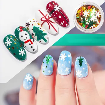 DIY lāzera Sniegpārslas Ziemassvētku eglīte pieci norādīja zvaigzne krāsu nagu vizuļi halloween nail art nail art rotājumi