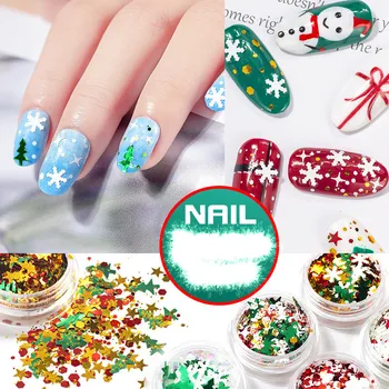 DIY lāzera Sniegpārslas Ziemassvētku eglīte pieci norādīja zvaigzne krāsu nagu vizuļi halloween nail art nail art rotājumi