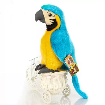 25cm Spilgti Scarlet Macaw Plīša Rotaļlieta Reāli Dzeltena/Zila Papagailis mīkstās Rotaļlietas Kakadu Putnu Plīša Lelles Bērniem, Rotaļlietas, Dāvanas,