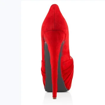 SHOFOO kurpes,Elegants modes sieviešu kurpes, zamšāda, apmēram 14,5 cm augstpapēžu sieviešu kurpes, peep toe sūkņi, izmērs: 34-45