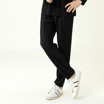 IEFB /vīriešu apģērbi kroku bikses ir 2021. jaunā pavasara japāņu streetwear modes zaudēt melnā pelēkas bikses vīriešu elastīgs viduklis 9Y3834