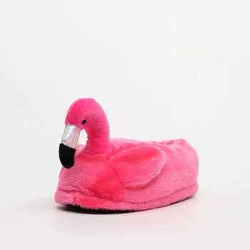 Jaunas Ziemas Apavi, Sieviešu Mājas Čības Iekštelpu Silts Flamingo Karikatūra Aptvertu Papēža Paslīdēt uz Mīksto Unisex House Kurpes Kažokādas Plīša Čības