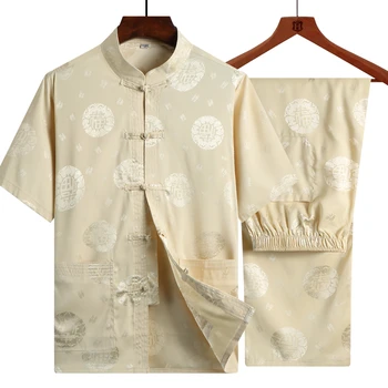 Vīriešu tang uzvalks tradicionālā ķīniešu apģērbu, ēdienu, bikses, vīriešu krekli austrumu pūķis krekls top kung fu stand apkakli hanfu