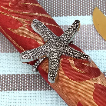 10pcs Modes metāla autiņu sprādzes Radošo starfish rotaslietas autiņu ring hotel komplekts galda dekorēšana salvešu gredzens