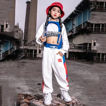 Meitenes, Džeza Deju Tērpi Hip-Hop Apģērbs Bērniem korejiešu Ielu Deju Tērps Izpildes Posmā Apģērbs, Svētku Apģērba VDB1226