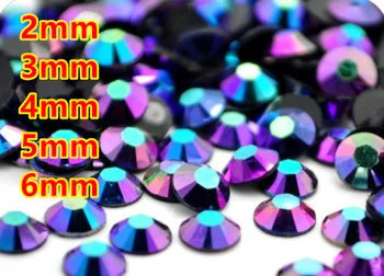 Jelly Zilā, violetā AB Sveķu Flatback krelles, Nagu Art/Apģērbs/Apdare (2mm 3mm 5mm 4mm 6mm) 10000~100000pcs/maiss