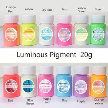 12 Krāsu 20g Gaismas Sveķu Pigmentu Komplekts, kas Spīd Tumsā Pulveris Pigmentu Krāsvielas Krāsu, Luminiscences Sveķu Rotaslietu izgatavošana