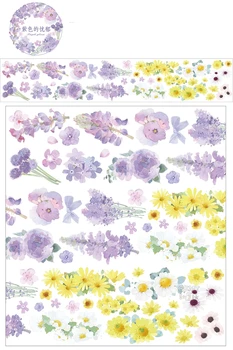 Dekoratīvie Līmlenti Ziedu Uzlīmi, Violeta Skumjas Maz Purpura Dzeltena Daisy