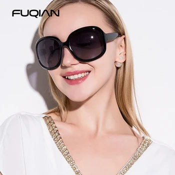 FUQIAN Zīmola Dizaina Elegants Polarizētās Lielgabarīta Apaļas Saulesbrilles Sieviešu Vienkārši Modes Lielas Plastmasas Dāmas, Saules Brilles UV400