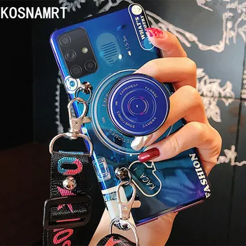 KONSMART Samsung Galaxy A91 A81 A71 A51 Gadījumā Modes Retro 3D Kameru Silīcija TPU Telefonu Gadījumā Samsung M60S M80S Ar Siksnu