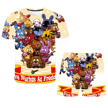 Zēnu Drēbes, t krekls Vasaras FNAF 3d Drukas Tērpi Toddler Meiteņu Komplekti Top+Šorti 2gab Komplekti, Sporta Tērps, Bērnu Bērnu Apģērbu Komplekti