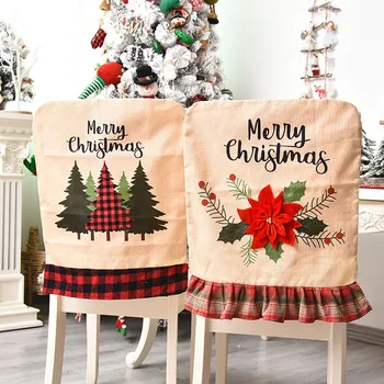 Kokvilnas Veļa Santa Claus Krēsla Pārsegs Virtuves Galds Ziemassvētku Krēsla Aizmugurējo Vāciņu Brīvdienu Puse Banketa Ēdamistabas Krēsls Apdares &