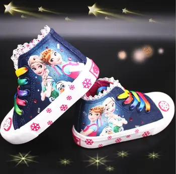Meitenes, saldēti elsa princese audekla kurpes bērniem zemas frekvences sneaker Karikatūra soft gadījuma kurpes Izmērs 26-37