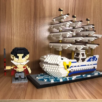 HC 9034 Anime Viens Gabals Balto Bārdu Pirātu Kuģi, Laivas 3D Modelis DIY Mini Dimanta Bloki, Ķieģeļi Celtniecības Rotaļlieta Bērniem, kas nav Kaste