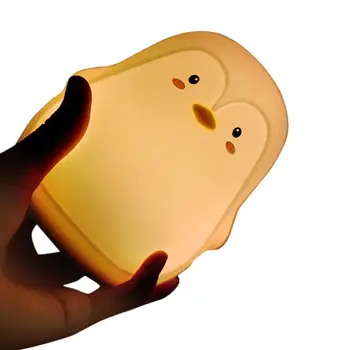 LED Nakts Lampa Silikona Pat Gaismas USB Uzlādes Karikatūra Pingvīnu Formas, lai Mazulis Mazulis Guļ
