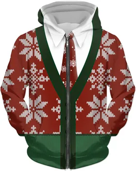 2019 Ziemassvētki Modes Vīrieši 3d sporta Krekls Neglīts Ziemassvētku Džemperis Trikotāžas Jaka - Sniegpārsliņas Red Smieklīgi Izdrukāt sporta Krekls/Zip pelēkā vārna