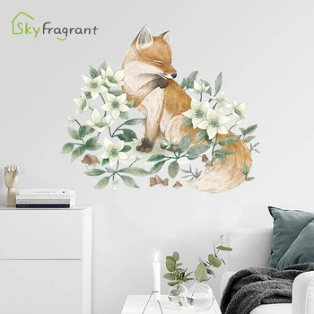 Ziemeļvalstu ins, sienas uzlīmes, vienkārši ar roku apgleznotus ziedu fox dzīvojamā istaba guļamistaba uzlīmes pašlīmējošās mājas dekori telpu dekorēšana
