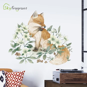Ziemeļvalstu ins, sienas uzlīmes, vienkārši ar roku apgleznotus ziedu fox dzīvojamā istaba guļamistaba uzlīmes pašlīmējošās mājas dekori telpu dekorēšana