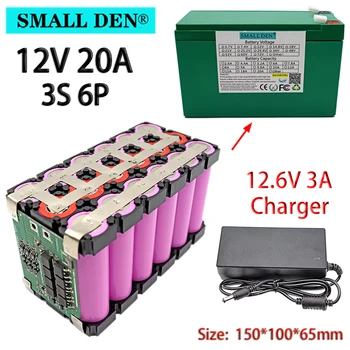 12V 20A 18650 litija baterija + 12,6 V 3A lādētāju, iebūvēta 20A augsts tekošā BMS, ko izmanto miglotājs, 12V barošanas