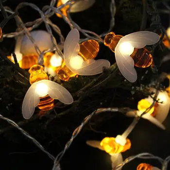6M 40LED Bišu Formas LED Ziemassvētku Vītnes String Gaismas Akumulatora Flash Pasaku Gaismas Pusi, Dārza Kāzu Jauno Gadu Apdare