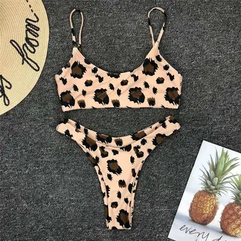 2019 Pavisam Jaunu Sexy Leopards Drukāt Sievietēm, Peldbikses, Peldkostīmu Peldvietu Beachwear Ikdienas Krūšturis +Biksītes Apģērbu Komplekts
