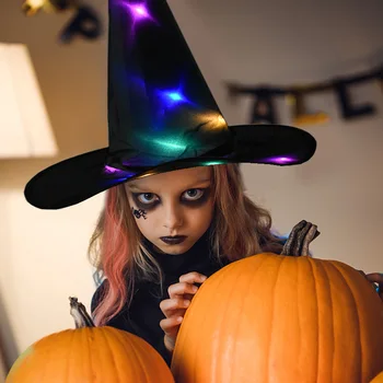 LED Black Raganu Cepures Vednis Top Hat Puse Klp Halloween Āra Cosplay Masku Dzimšanas dienu Halloween Masku Galvas apģērbi