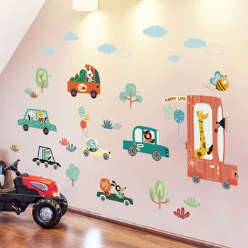 Karikatūra Transportlīdzekli Automašīnām, Sienas Uzlīmes Bērniem Istabu, Dzīvojamo Istabu Sienas Dekori Uzlīmes Auto Plakātu Diy Art Sienas Ūdensizturīgs