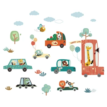 Karikatūra Transportlīdzekli Automašīnām, Sienas Uzlīmes Bērniem Istabu, Dzīvojamo Istabu Sienas Dekori Uzlīmes Auto Plakātu Diy Art Sienas Ūdensizturīgs