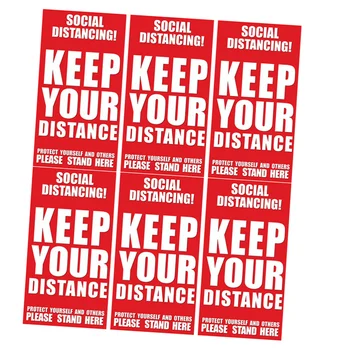 6Pcs Sociālā Distancēšanās Modelis Uzlīmes ir Pašlīmējošas ar neslīdošu Kārtu Grīdas Decal Uzlīmes (Sarkanas)