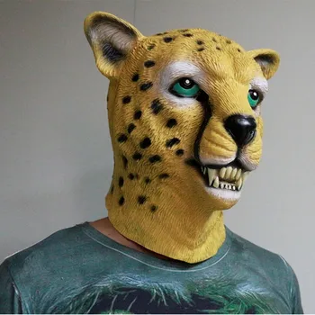 Karstā Pārdošanas Reāli Iedomātā Dzīvnieku Kostīms Lateksa Leopard Masku Halloween Prop