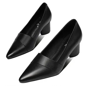 Cresfimix zapatos mujer de sieviešu modes melna pu ādas biroja kvadrātveida papēdi sūkņi dāma cute salds vīns sarkanā ielas apavi a6674