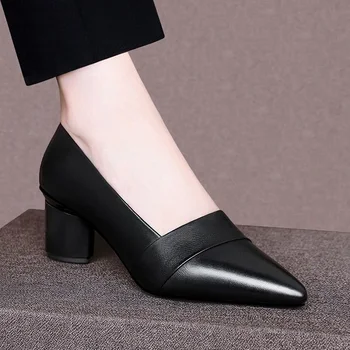 Cresfimix zapatos mujer de sieviešu modes melna pu ādas biroja kvadrātveida papēdi sūkņi dāma cute salds vīns sarkanā ielas apavi a6674