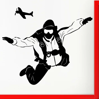 Vinila Sienas Decal Izpletņlēcējs Parachutist Džemperis, lecot ar izpletni Sienas Uzlīmes, ekstrēmo sporta veidu Ūdensizturīgs Guļamistaba Dekori Plakātu C123