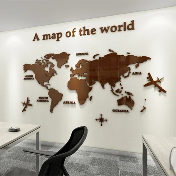 Eiropas Tipa Pasaules Kartē 3D Akrila Sienas Uzlīmes Kristāla Spoguli, Uzlīmes, Office Dīvāns TV Fona Sienas Dekoratīvās Uzlīmes