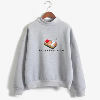 Suši Japāņu drukāt apaļu kakla džemperis ar garām piedurknēm krekls gudrs mēnessērdzība suši augšu