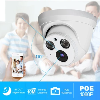 H. 265 3MP / 5MP POE IP Dome Kamera Iekštelpu IS Nakts Versija, Iebūvēts mikrofons Audio Video Home Security Uzraudzības P2P CCTV Kameras