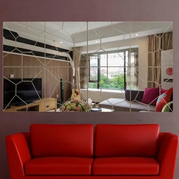 25x100cm ģeometrisko modeli, akrila spoguļi dekoratīvās sienas uzlīmes, dzīvojamās istabas sienas mākslas uzlīmes piestiprina uz ieejas koridors