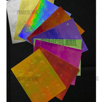 16Pcs/daudz Taureņu Spārniem 3D Hologrāfiskā Nagu Mākslas Decal Uzlīmes pašlīmējošās Manikīra Uzlīmes, Dekori