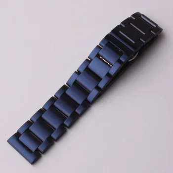 Nerūsējošā Tērauda Watchband Tumši Zila Pulēta Nepulētas Matēts metāla Pulksteņu siksniņas Piederumi 20mm 22mm Samsung Galaxy Rīku