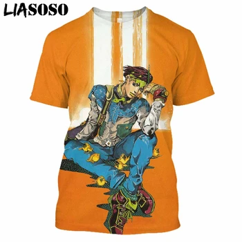 LIASOSO Anime 3D Druka T Kreklu apdruka Vīriešu Sieviešu Harajuku JoJo Hip Hop Jocīgi Homme Adventur T-krekls Rock Krekli Homme T E835